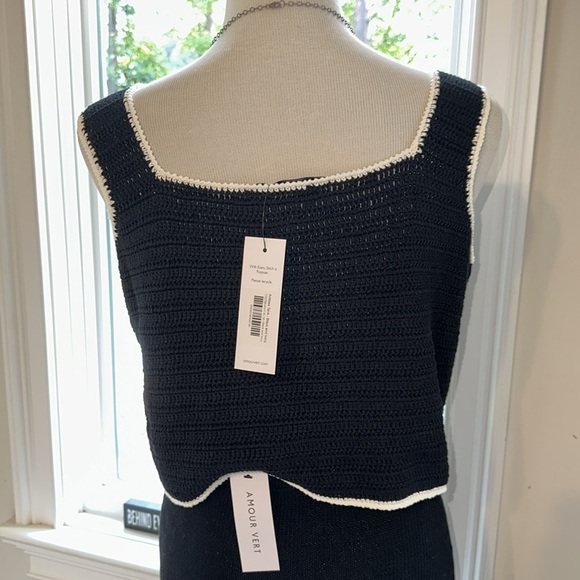 NWT AMOUR Vert Antibes Crochet Top, Medium, Black & Ivory - Picture 5 of 9
